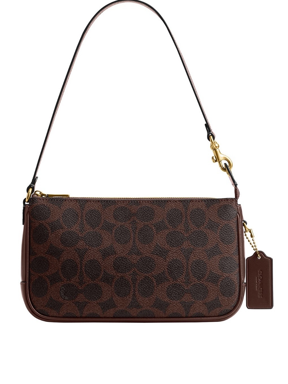 Brown Coach Signature Print Shoulder Bag